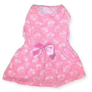 Coco Lane Couture Princess, Crowns, Pink Satin Gem Bow Puppy/Dog Dress, Medium